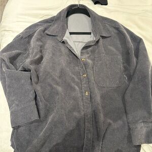 Gray Corduroy Oversized Shirt